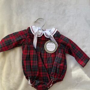Edgehill Collection Red and Green Plaid Bodysuit